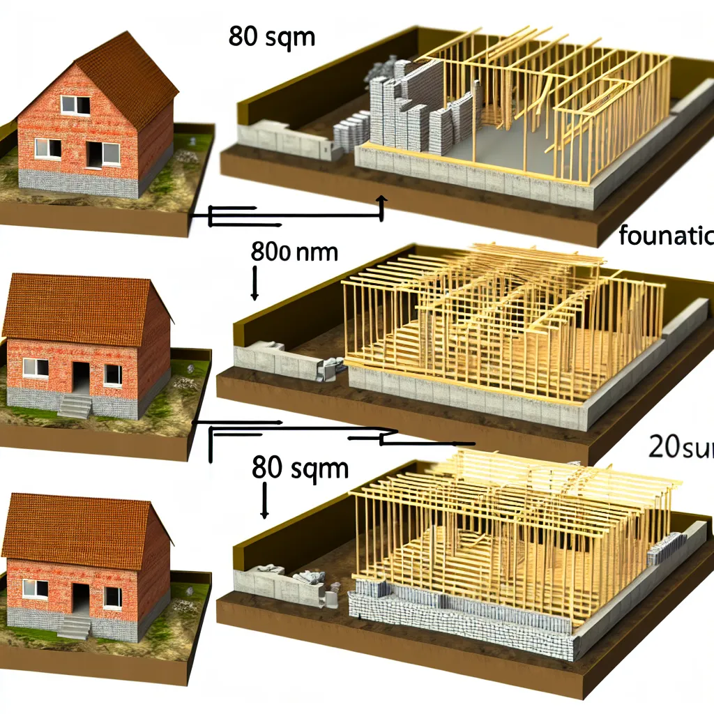 Șantier construcție casă la roșu fundație și armătură