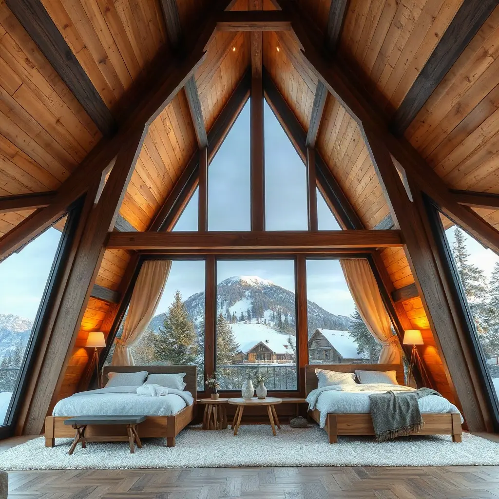 Casă A-Frame cu 3 dormitoare în peisaj montan românesc - vedere exterioară