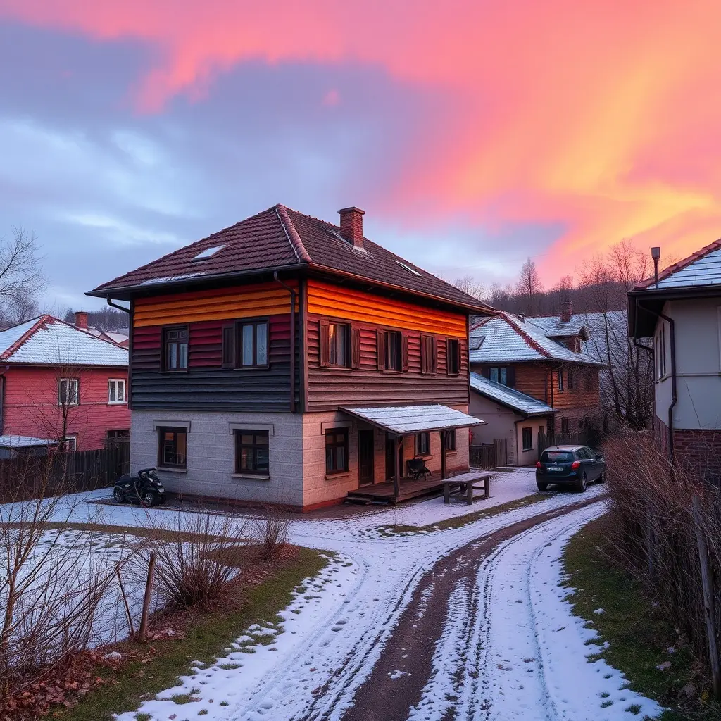 Casa din Bârlad iarna cu zăpadă și vara cu căldură extremă - clima Bârlad