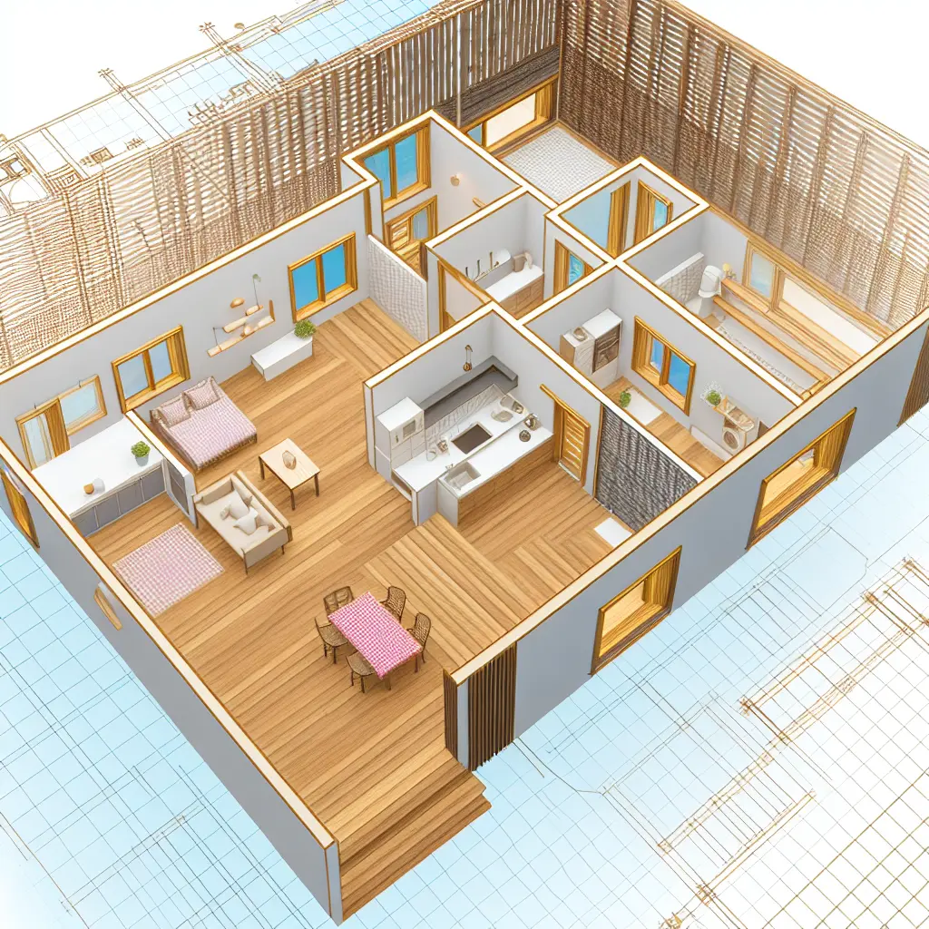 Casă modernă compactă cu 2 dormitoare, living, baie și bucătărie