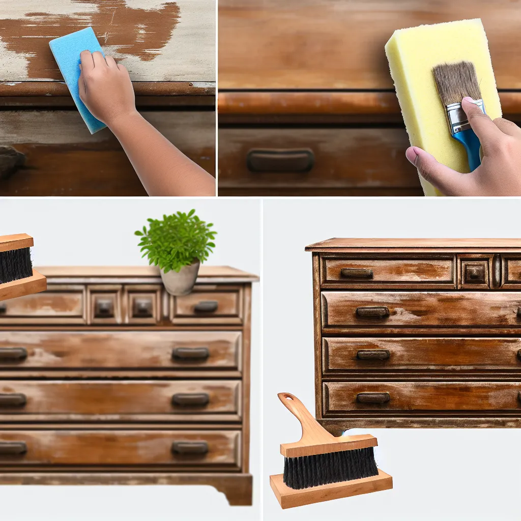 Înainte și după recondiționare comodă din lemn masiv