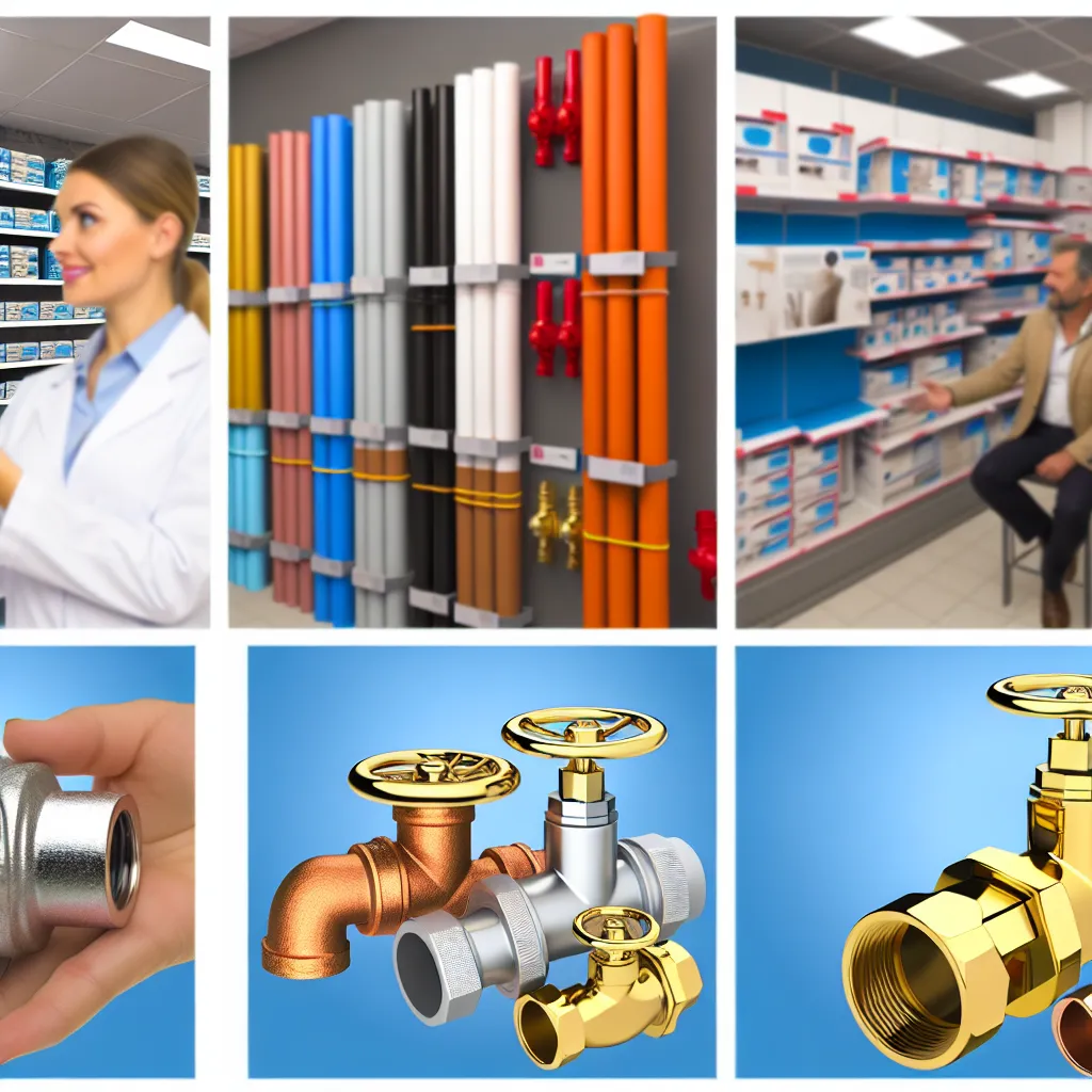 Interior magazin instalații sanitare modern cu rafturi pline de țevi și fitinguri