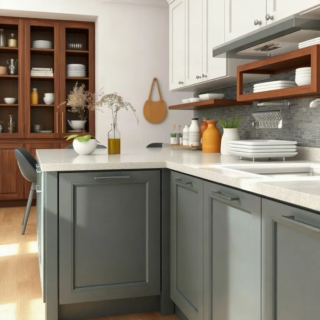Mânere mobilă moderne din inox satinat pe fronturi de bucătărie albă