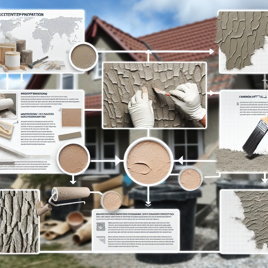 Meșter care curăță și repară peretele înainte de aplicarea tencuielii decorative scoarță de copac