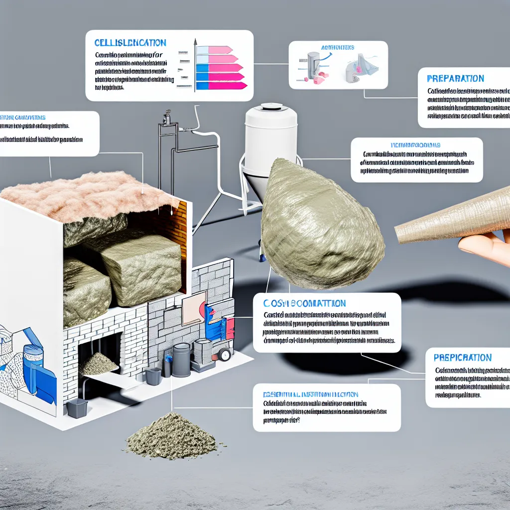 Muncitor care suflă izolație cu celuloză în podul unei case de lemn