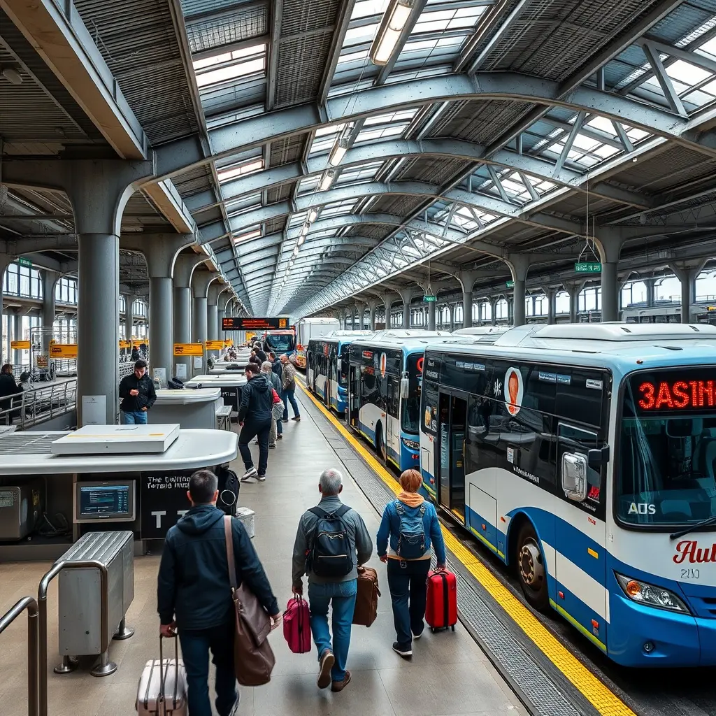 Operatori de transport autocar la Autogara Militari București