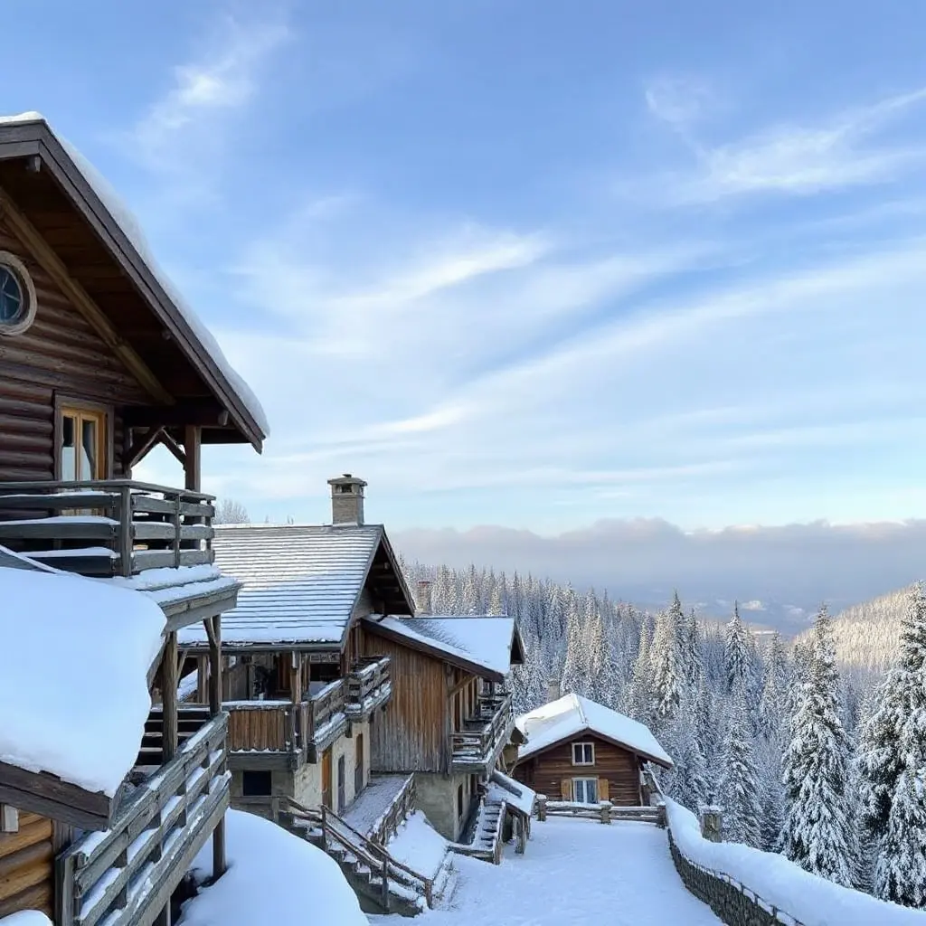 Pârtii de schi la Rânca - schiorii pe pârtia principală din stațiunea montană