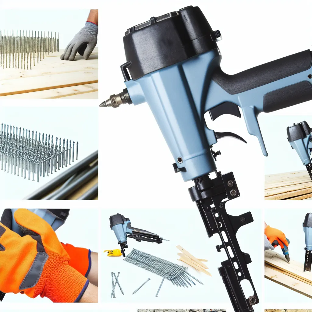 Pistol cuie pneumatic folosit pe șantier pentru structură de lemn