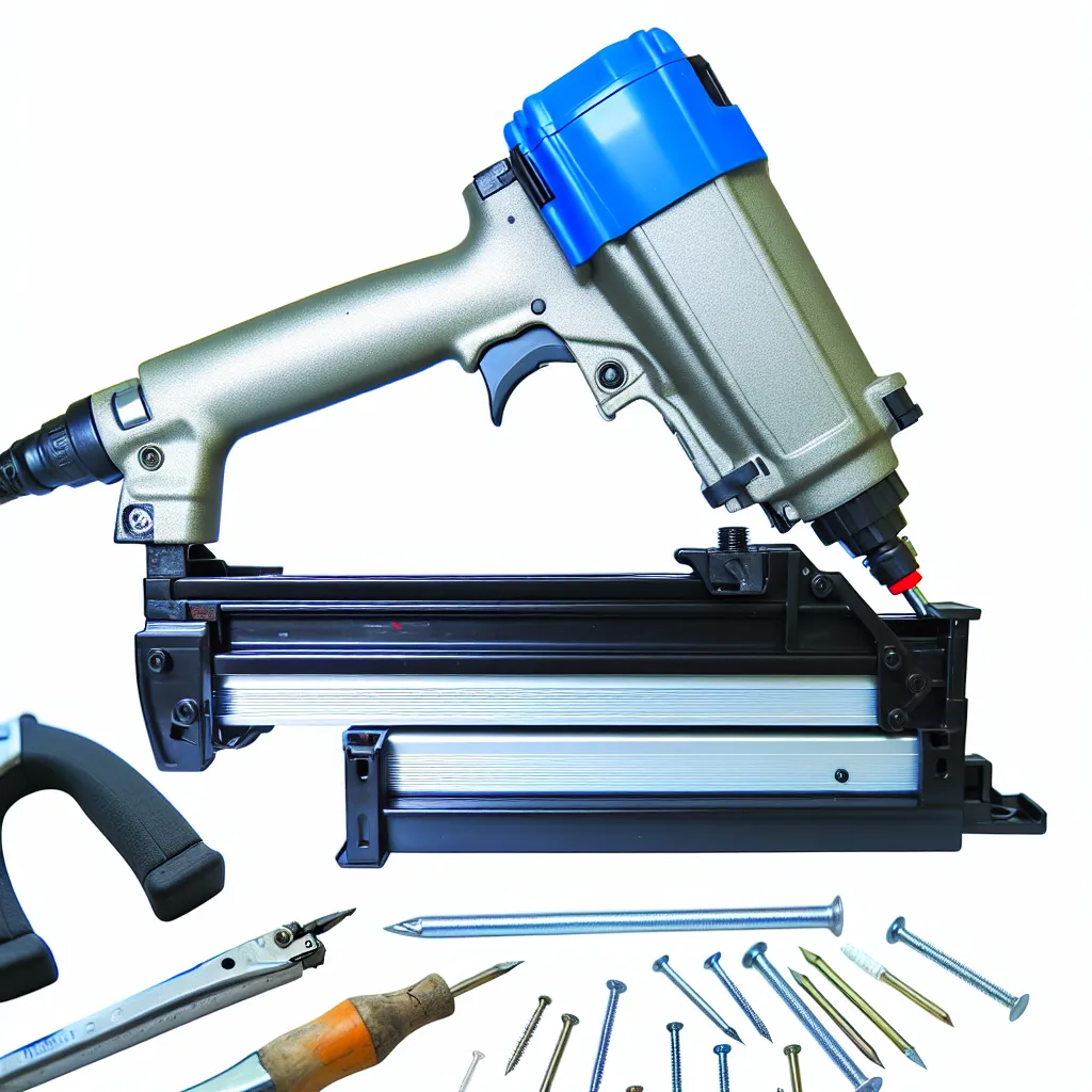 Pistol de cuie pneumatic pe șantier construcție lemn