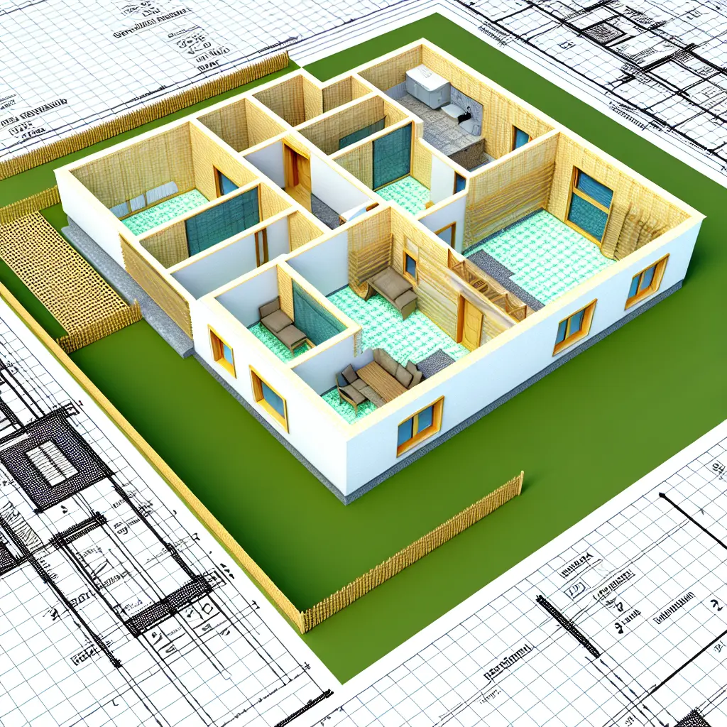 Plan de amplasare a unei case parter cu 3 dormitoare pe teren, optimizat solar