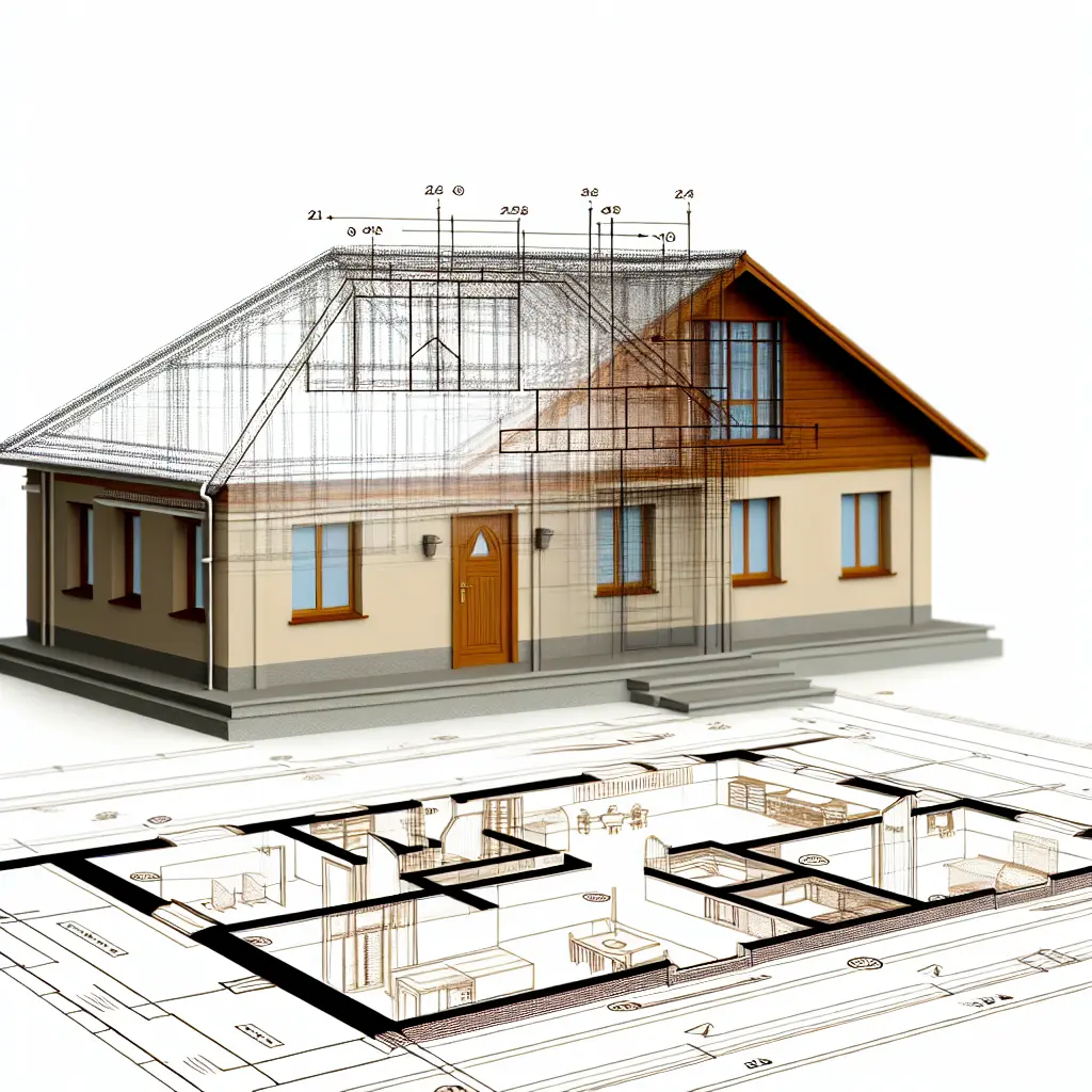 Plan general de arhitectură pentru un proiect casa parter 2 dormitoare, cu grădină