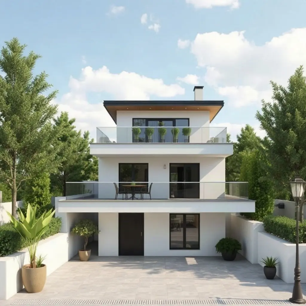 Proiect casă fără acoperiș - casă modernă cu terasă plată și design minimalist