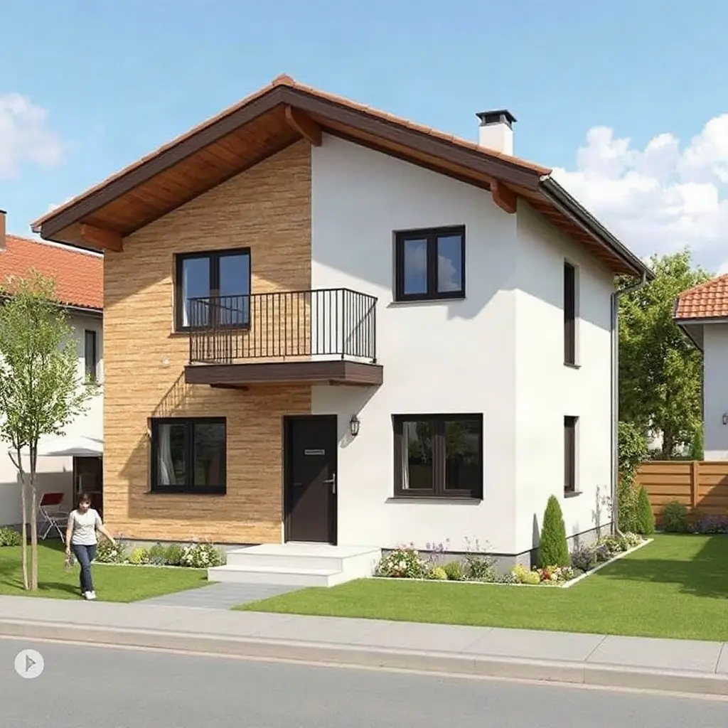Proiecte case cu etaj mici - exemplu exterior casa moderna P+1E