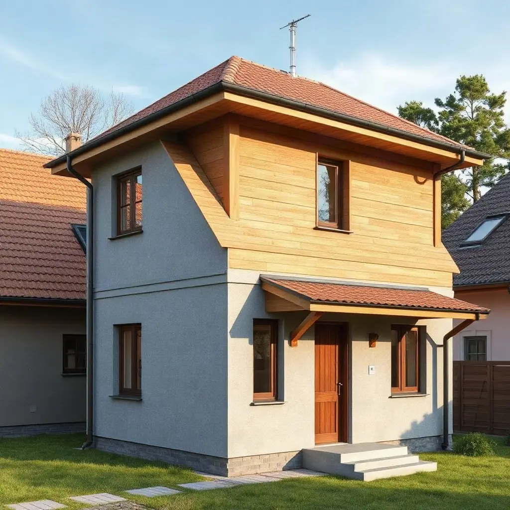 Proiecte case cu mansardă ieftine - vedere exterioară casă cu mansardă în România