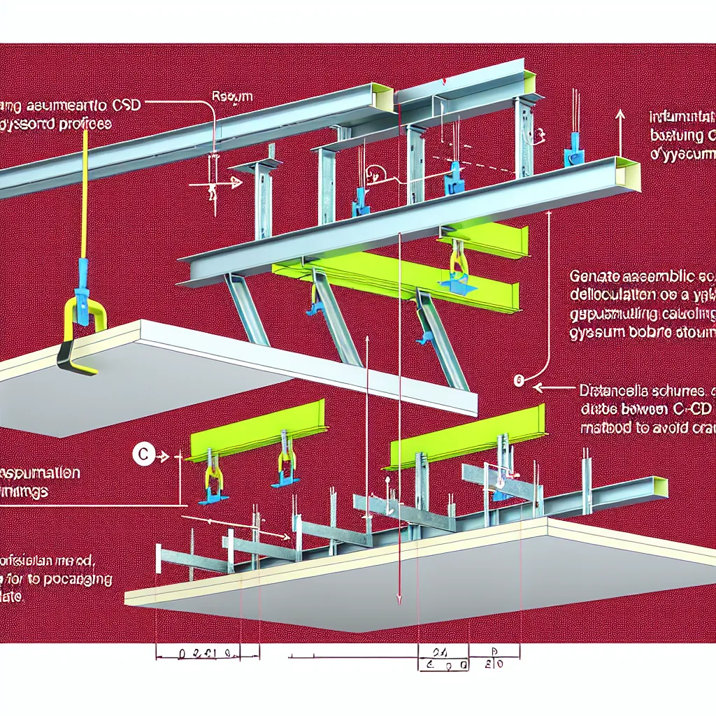 Schema tehnica montaj tavan rigips cu profile CD si UD