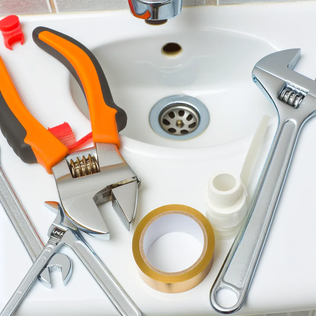 Scule esențiale pentru instalații sanitare așezate pe un banc de lucru