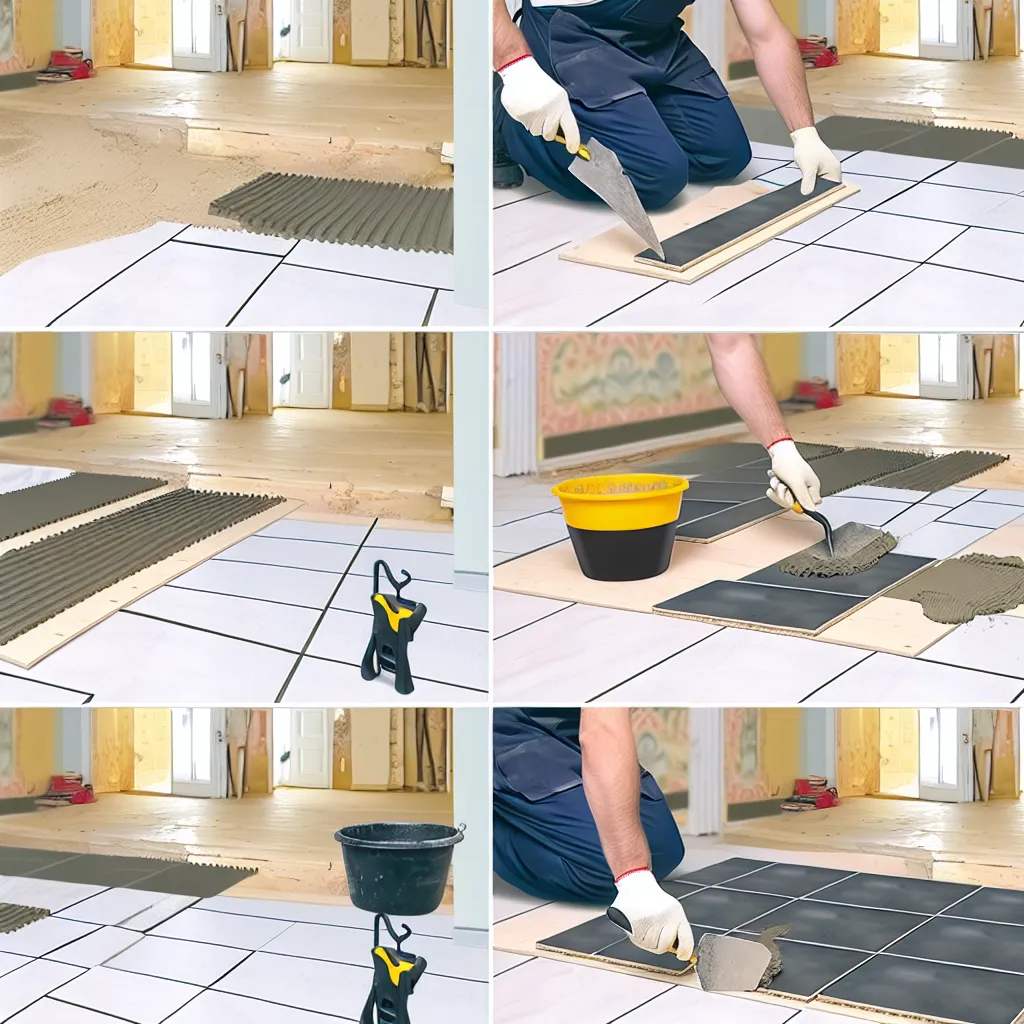 Scule si materiale pregatite pentru montarea gresiei in casa