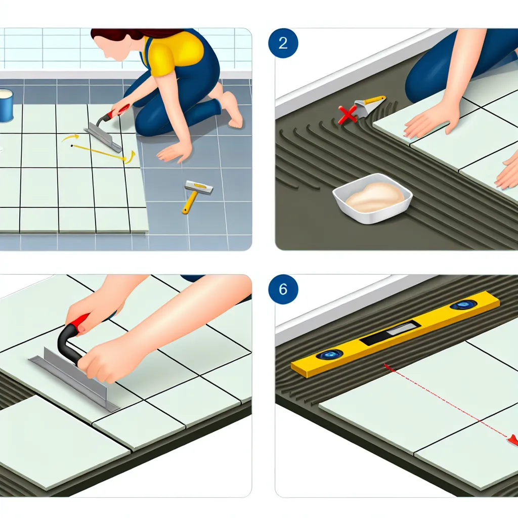 Trasarea centrului camerei cu sfoara de trasat cu creta pentru montajul gresiei