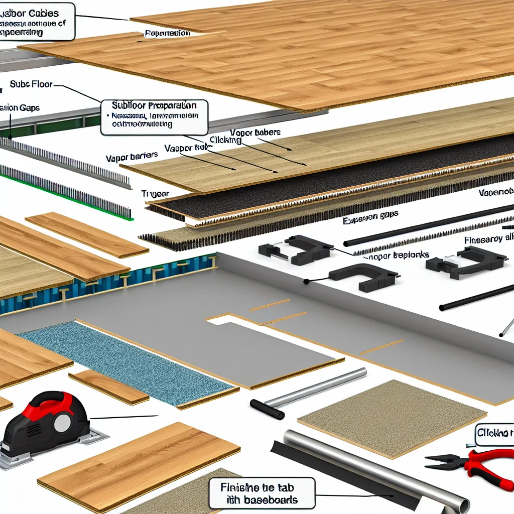 Unelte și materiale pregătite pentru montaj parchet laminat 12 mm