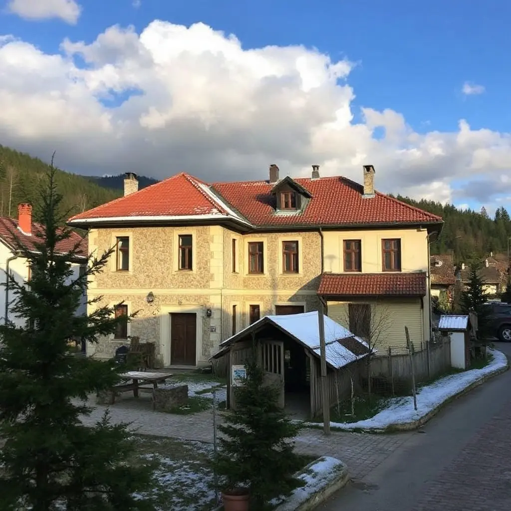 Vedere panoramică asupra orașului Sighetu Marmației iarna, acoperit de zăpadă, cu munții Carpați în fundal