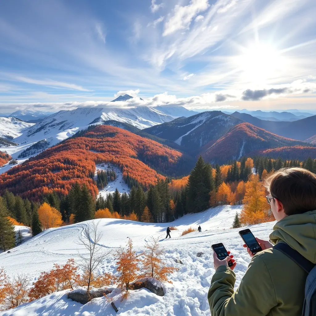 Vedere panoramică asupra stațiunii Predeal iarna cu pârtii de schi și case acoperite de zăpadă